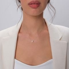 Tina Tek İncili Minimal Gümüş Kolye | Silver