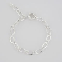 Lesli Oval Zincirli Gümüş Bileklik