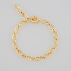 Lesli Oval Zincirli Gümüş Bileklik | Gold