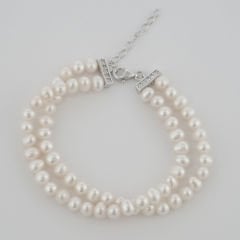 Ruana Doğal İnci Taşlı Çift Sıra Bileklik