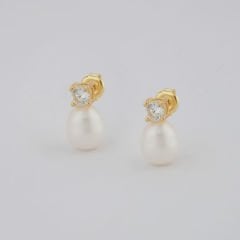 Naz Doğal İnci Taşlı Gümüş Küpe