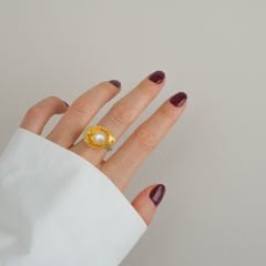 Tani Doğal İnci Taşlı Tasarım Gümüş Yüzük