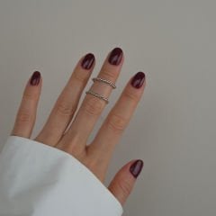 İki Çizgili Ayarlanabilir Eklem Gümüş Yüzük