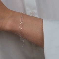 Lucy Oval Zincirli Gümüş Bileklik