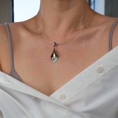 İren Çiçek Şeklinde Uçlu İp Zincirli Gümüş Kolye