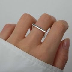 Bella Tekli Kare Gümüş Yüzük