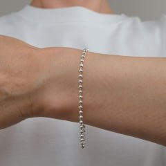 Top Şeklinde 925 Ayar Gümüş Bileklik