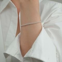 Zincir Arası Taşlı Gümüş Bileklik