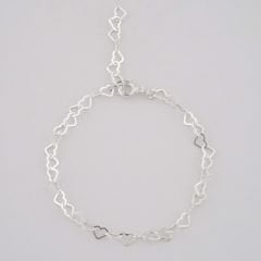 Kalp Zincirli Gümüş Bileklik