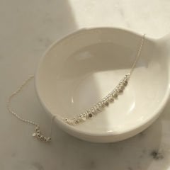 Boncuklu ve Damla Halka Sıralı Gümüş Kolye