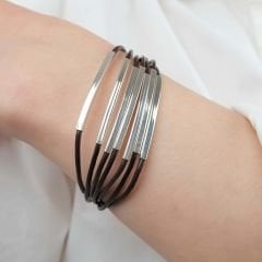 Denisa Deri Kordonlu Gümüş Bileklik