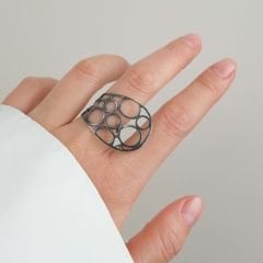 Morena Önden Ayarlanabilir Oksit Kaplamalı Gümüş Yüzük