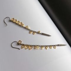 Kalp Detaylı Uzun Gümüş Küpe