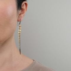 Kalp Detaylı Uzun Gümüş Küpe