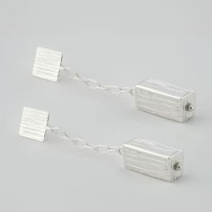 Kare ve Dikdörtgen Detaylı Zincirli Gümüş Küpe