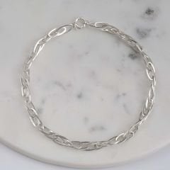 Oval ve İç İçe Geçmeli Kalın Zincir Gümüş Kolye | 47 cm