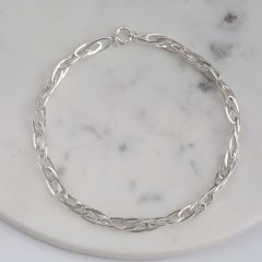 Oval ve İç İçe Geçmeli Kalın Zincir Gümüş Kolye | 40 cm