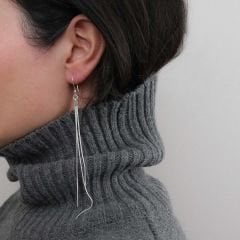 Asimetrik Uzun Gümüş Küpe