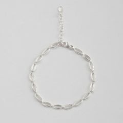 Oval Zincirli Gümüş Bileklik
