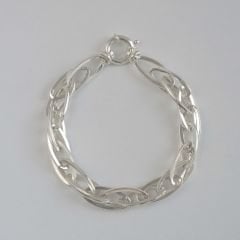 Oval ve İç İçe Geçmeli Zincir Gümüş Bileklik