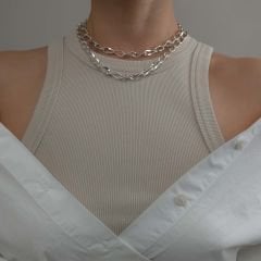 Elina Kalın Zincir Gümüş Kolye | 2 boy