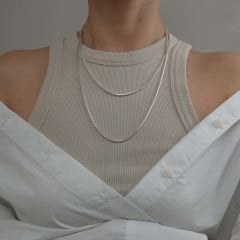 Sena 2 mm Balıksırtı Zincir Gümüş Kolye | 2 boy