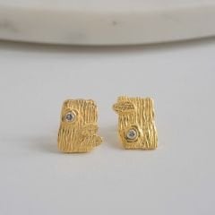 Nona Asimetrik Gümüş Küpe | Gold