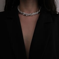 Loya Örgülü Kalın Gümüş Kolye