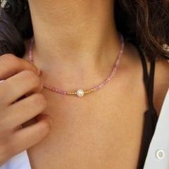 Erin Çilek Kuvars Taşlı İnci Detaylı Kolye