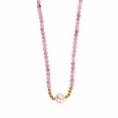 Erin Çilek Kuvars Taşlı İnci Detaylı Kolye