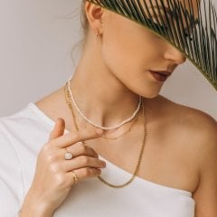 Lana Doğal Kum İncili Kısa Kolye