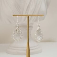 Azalia Bitki Şeklinde Gümüş Küpe