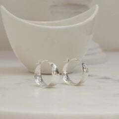 Baskılı Gümüş Halka Küpe