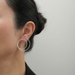 Yuvarlak Mat Gümüş Küpe