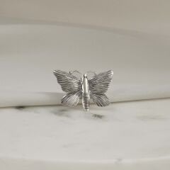 Kelebek Figürlü Ayarlanabilir Gümüş Yüzük