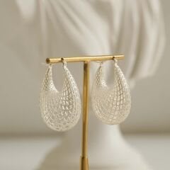 File Şeklinde Damla Gümüş Küpe