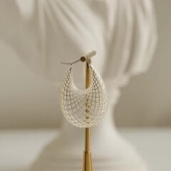 File Şeklinde Damla Gümüş Küpe