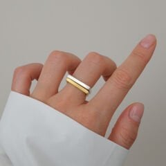 Bella İkili Kare Gümüş Yüzük