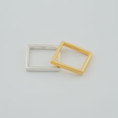 Bella İkili Kare Gümüş Yüzük