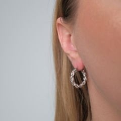 Mirela Örgülü Halka Küpe 20 mm | Silver