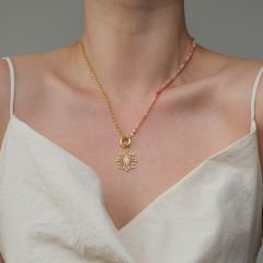 Ariel Doğal Taşlı Kolye | Gold