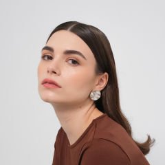 Velia Baskılı Yuvarlak Küpe | Silver