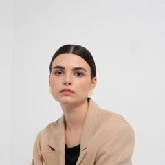 Velia Baskılı Yuvarlak Küpe | Gold