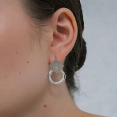 Elayna Geometrik Küpe | Silver