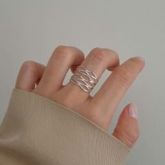 Dalga Desenli Gümüş Yüzük