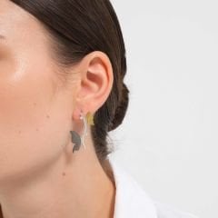 Kelebek Kanat Detaylı 925 Ayar Gümüş Tasarım Küpe