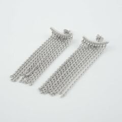 Sallantılı Zincirli Gümüş Küpe | Silver