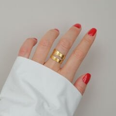 Erika Çapraz Detaylı Gümüş Yüzük